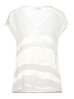 By Malene birger Ivory Sheer Silk-Blend V-Neck Blouse small
